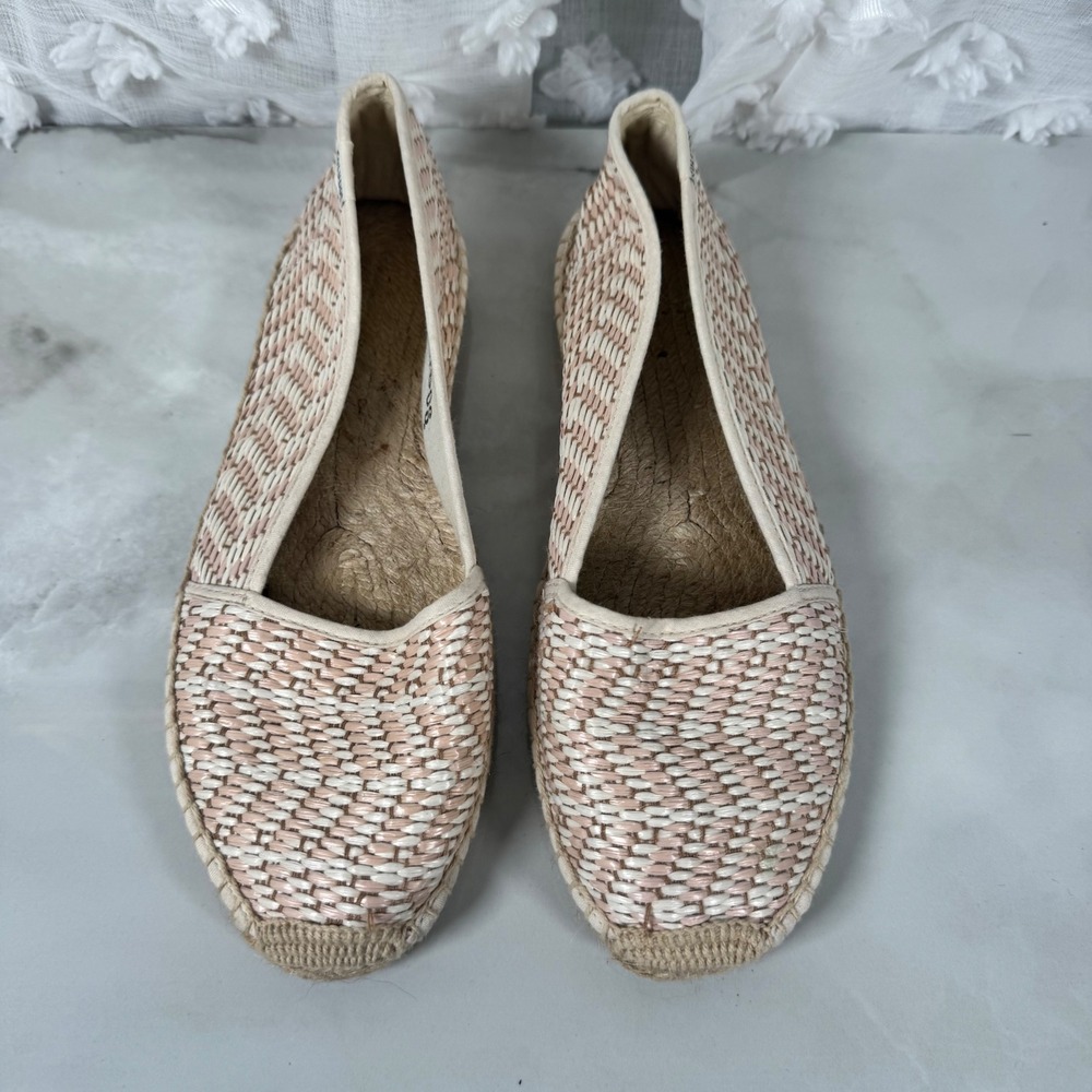 Soludos Woven Espadrilles Slip On Flats Pale Pink White‎ Resort Cruise Size 41
